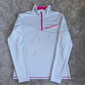 Porsche Light Gray Quarter-Zip Pullover with Pink Accents *check measures* M/L
